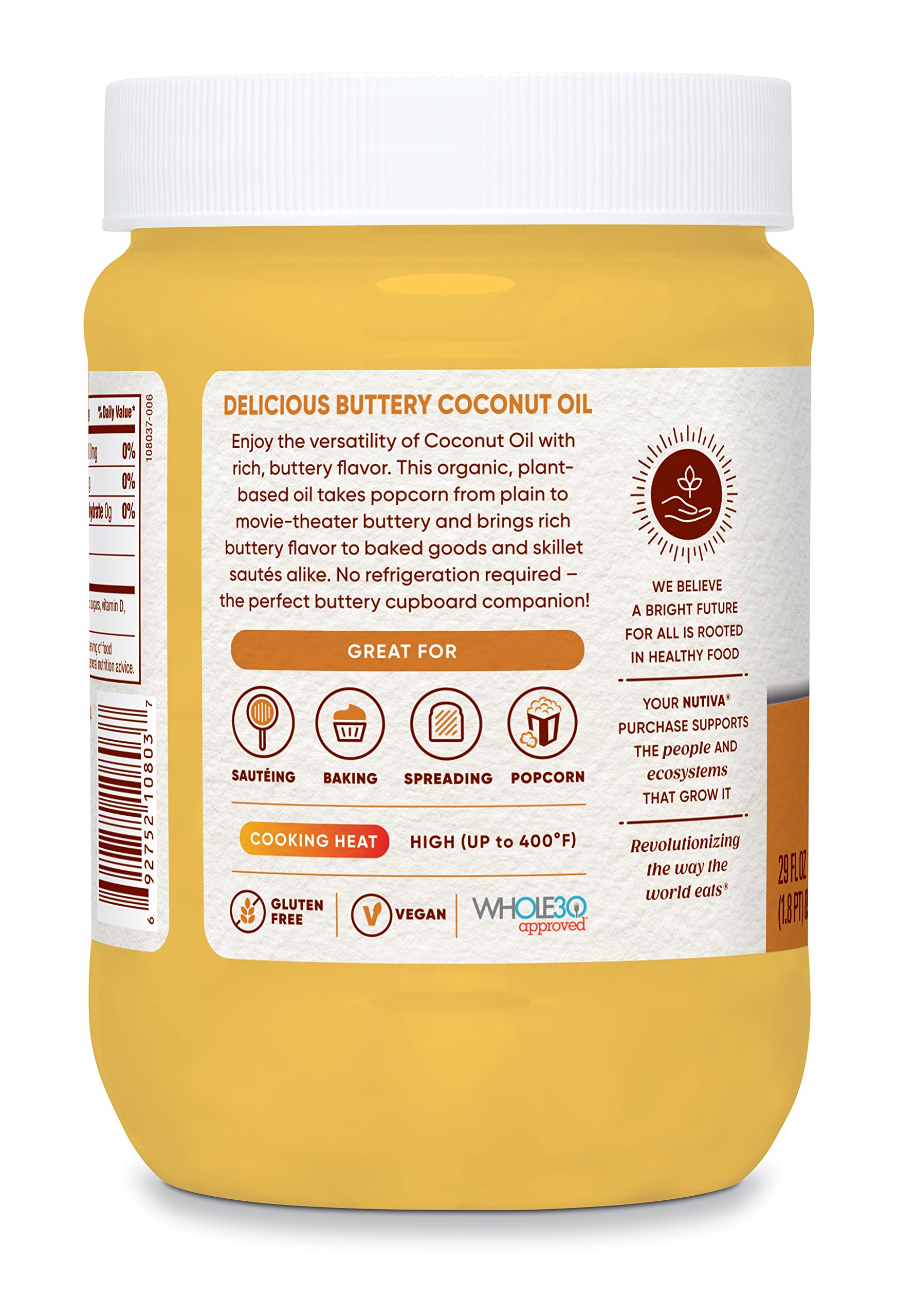 Nutiva bote junto a utensilios mostrando volumen de 29 fl oz