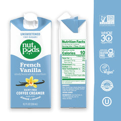 nutpods crema vertiéndose para mostrar textura cremosa y mezcla fácil