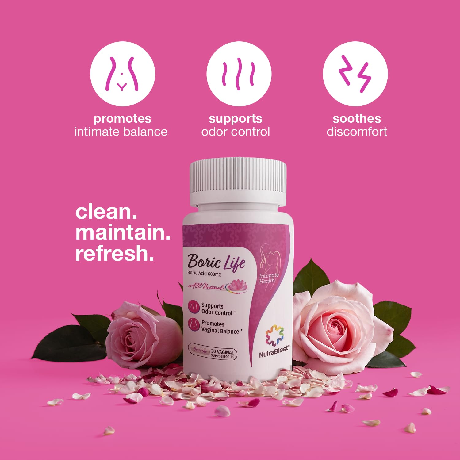 NutraBlast displayed on bathroom vanity illustrating discreet daily routine