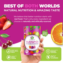 Nutracelle tarro abierto con gomitas multivitamínicas listas para tomar