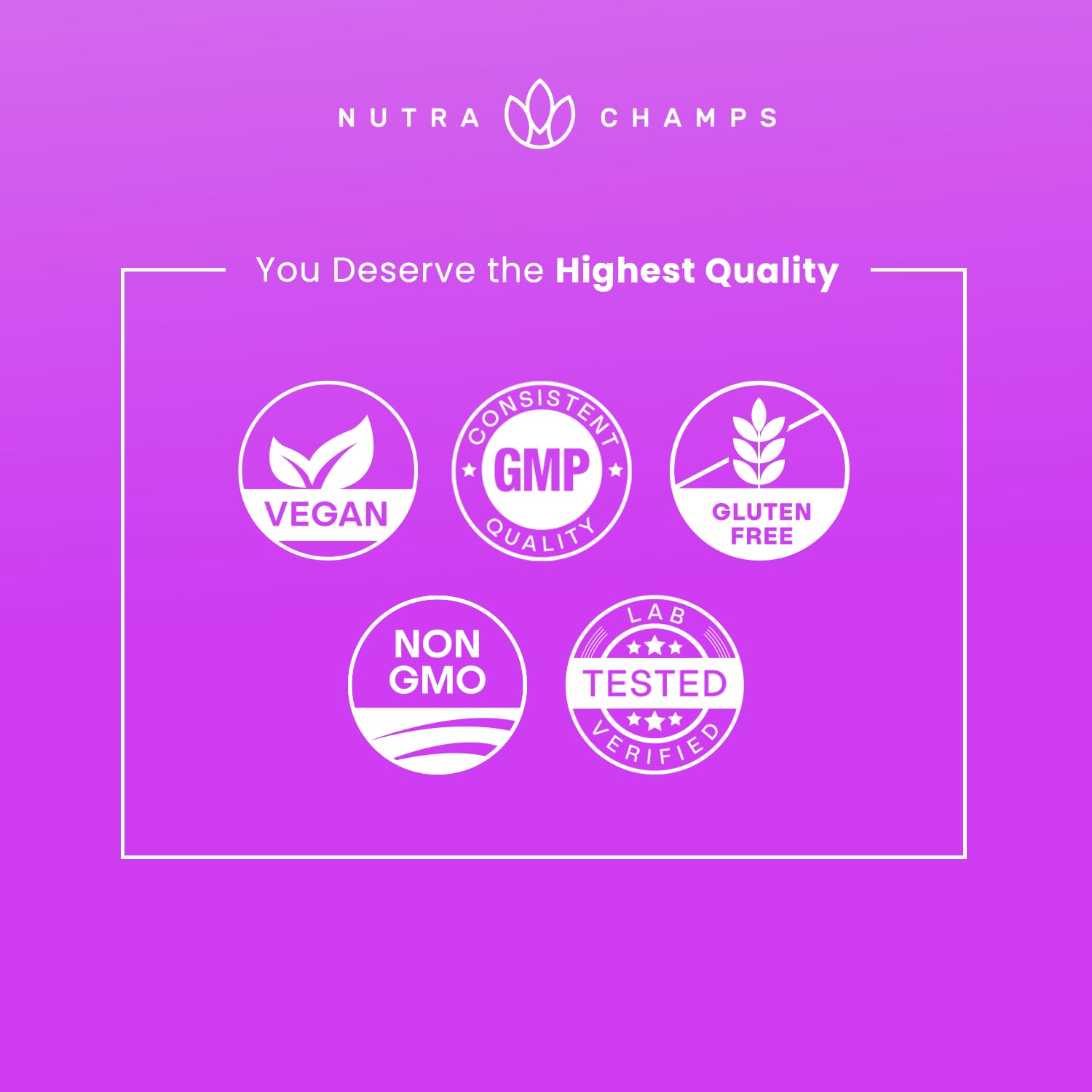 NutraChamps etiqueta en primer plano destacando ingredientes y cGMP