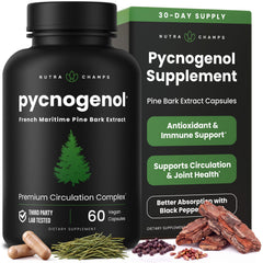 NutraChamps frasco frontal mostrando la etiqueta y beneficios de circulación