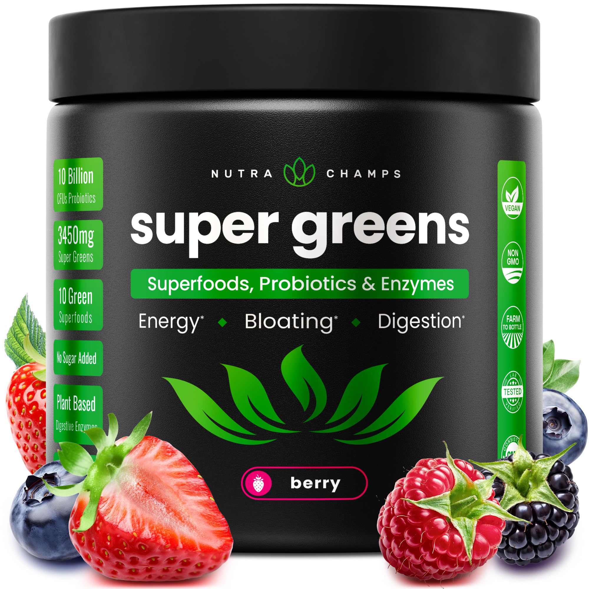 NutraChamps envase frontal mostrando etiqueta clara y beneficios