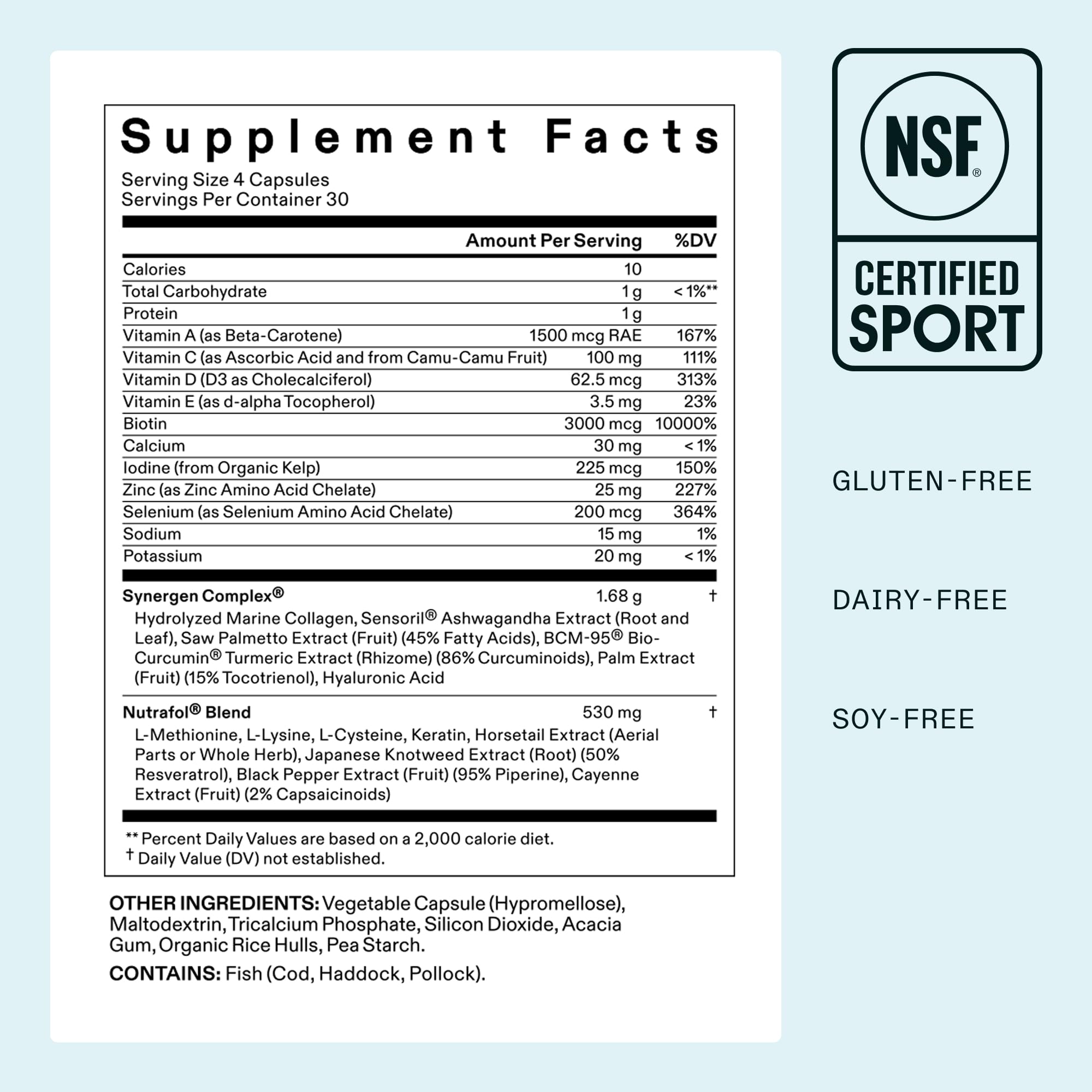 Nutrafol ingredientes naturales agrupados que ilustran la composición botánica