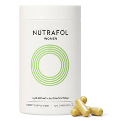 Nutrafol frasco frontal mostrando presentación de 1 mes y dosis diaria