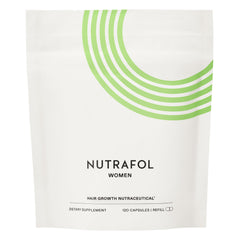 Nutrafol bolsa recarga frontal mostrando empaque sostenible y beneficios