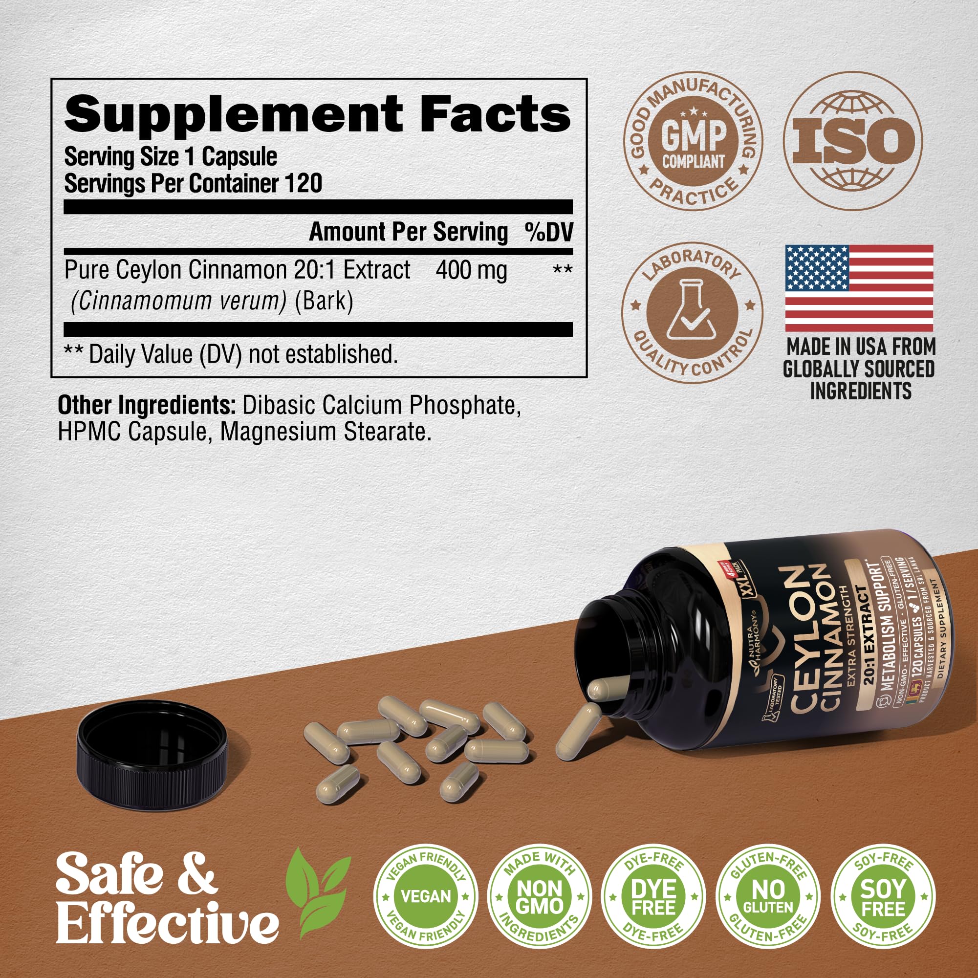 NUTRAHARMONY etiqueta con ingredientes clave y garantía de calidad