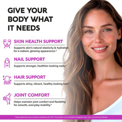 NUTRAHARMONY detalle de etiqueta mostrando tipos de colágeno y vitaminas