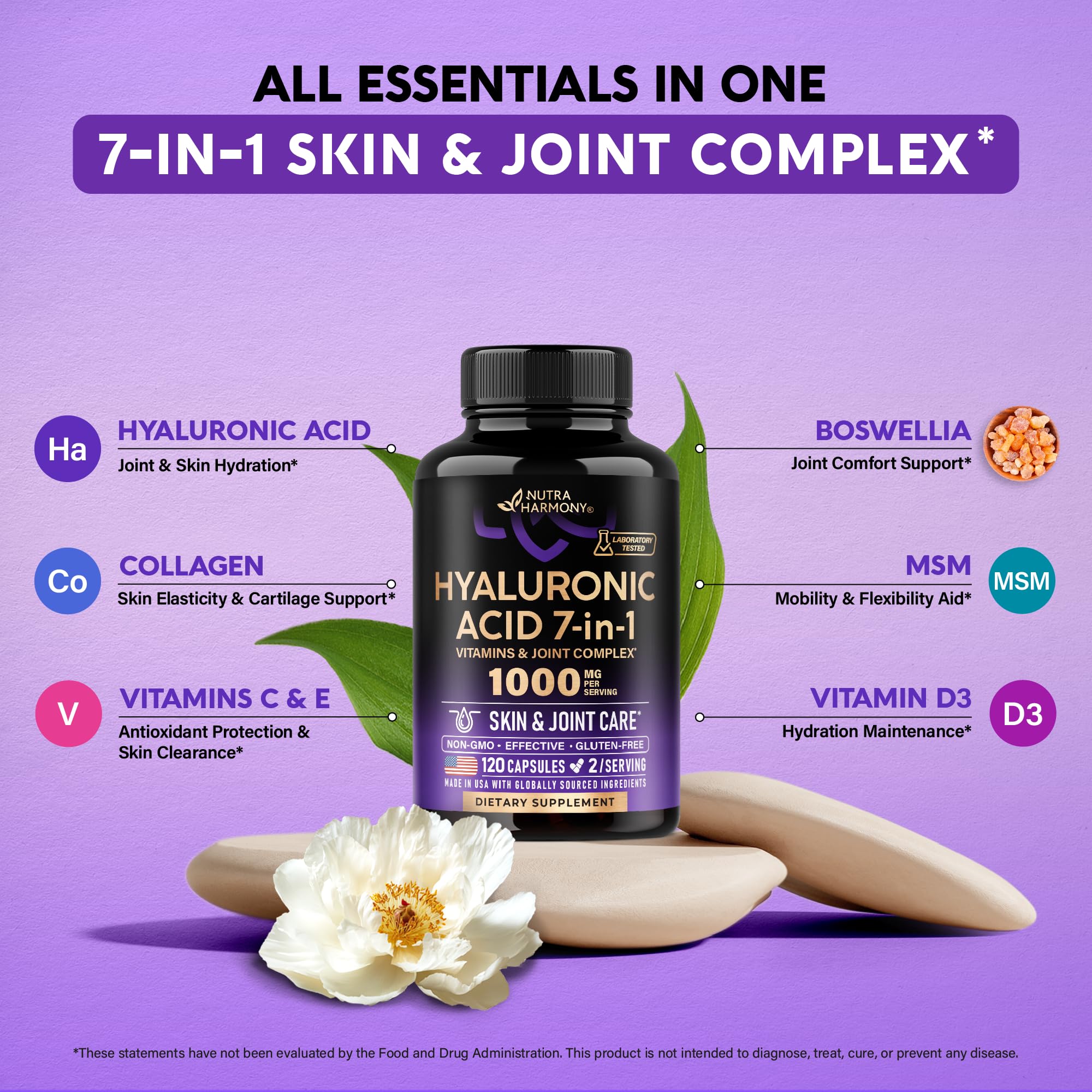 NUTRAHARMONY etiqueta de ingredientes resaltando potencias clave