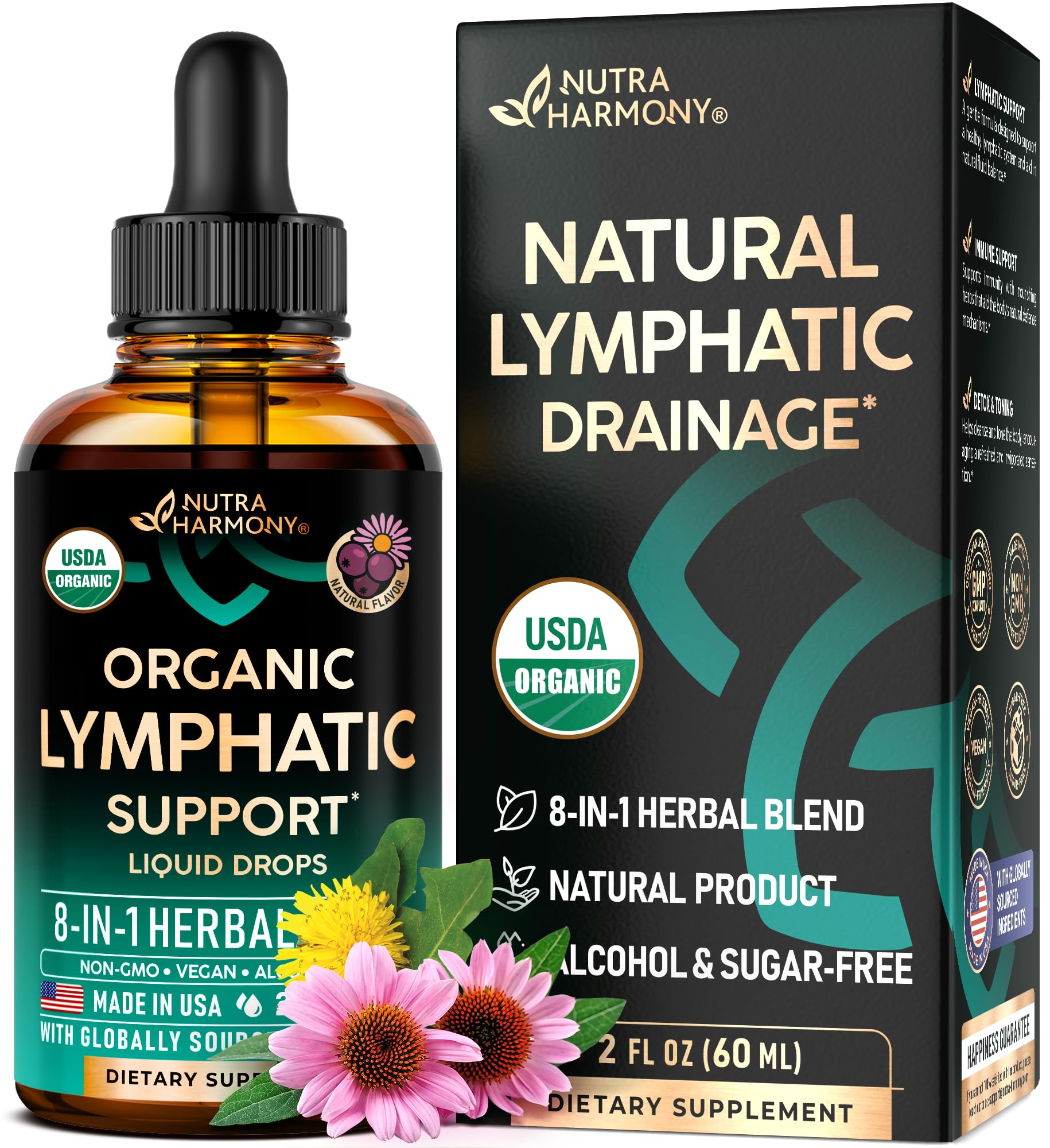NUTRAHARMONY botella frontal mostrando etiqueta y tamaño práctico