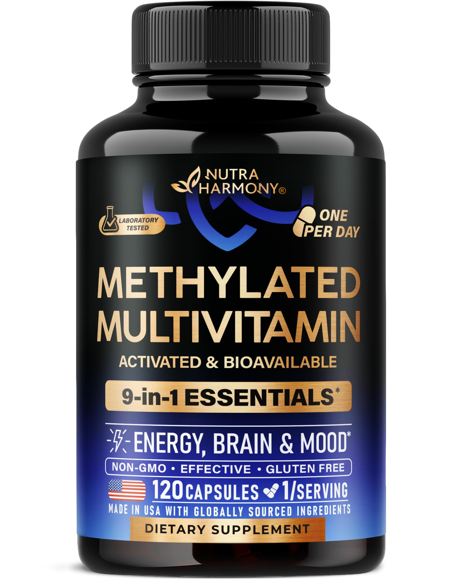 NUTRAHARMONY envase frontal mostrando multivitamínico 9 en 1 y confianza