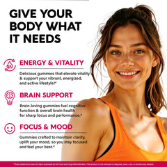 NUTRAHARMONY primer plano de textura de gomita, apariencia masticable apetitosa