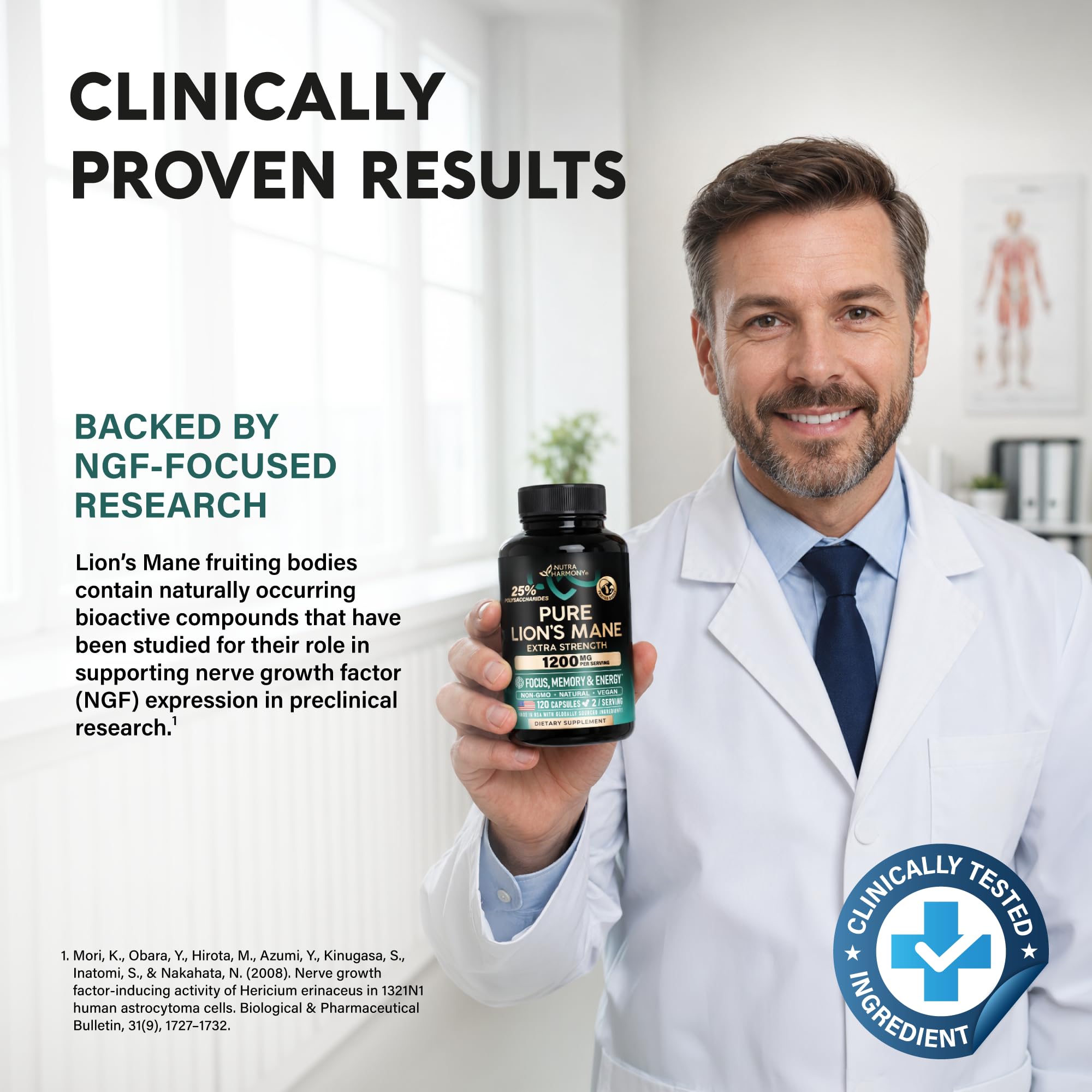NUTRAHARMONY etiqueta con datos de polisacáridos 25% y origen del producto
