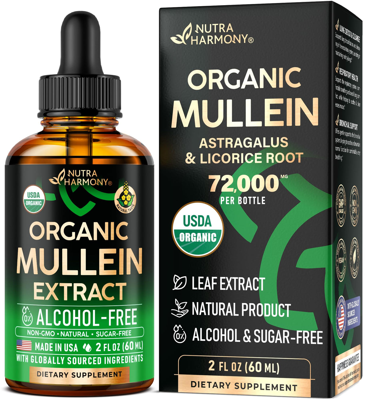 NUTRAHARMONY frente del envase mostrando diseño y certificación USDA Organic
