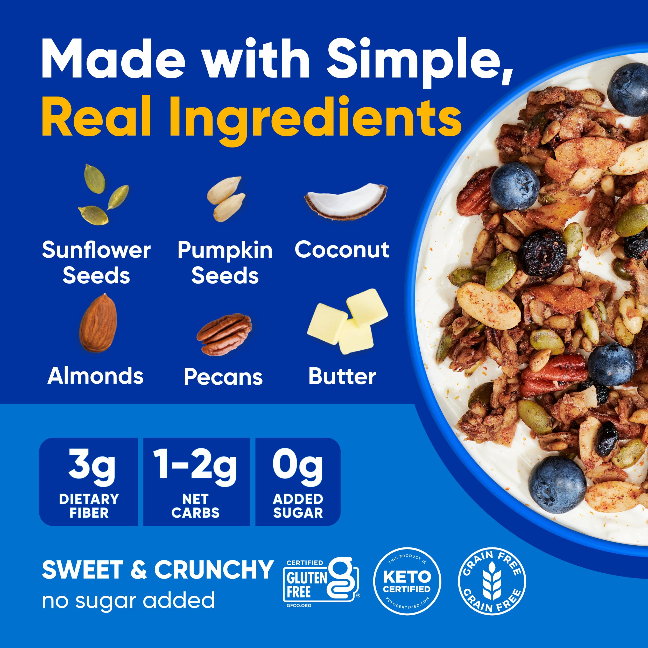 NuTrail en tazón con leche para desayuno bajo en carbohidratos