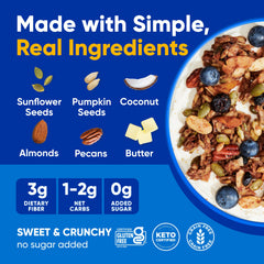 NuTrail en tazón con leche para desayuno bajo en carbohidratos