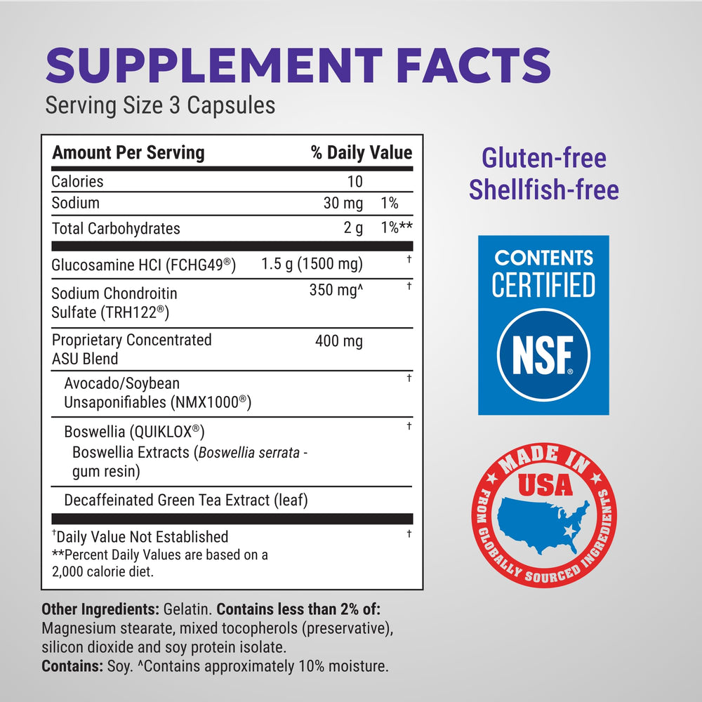 Nutramax Cosamin ASU cápsulas en primer plano facilita la toma