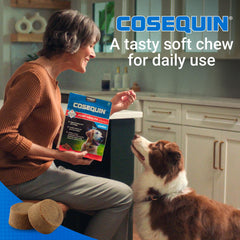 Nutramax Cosequin chews in hand demonstrating easy daily dosing benefit