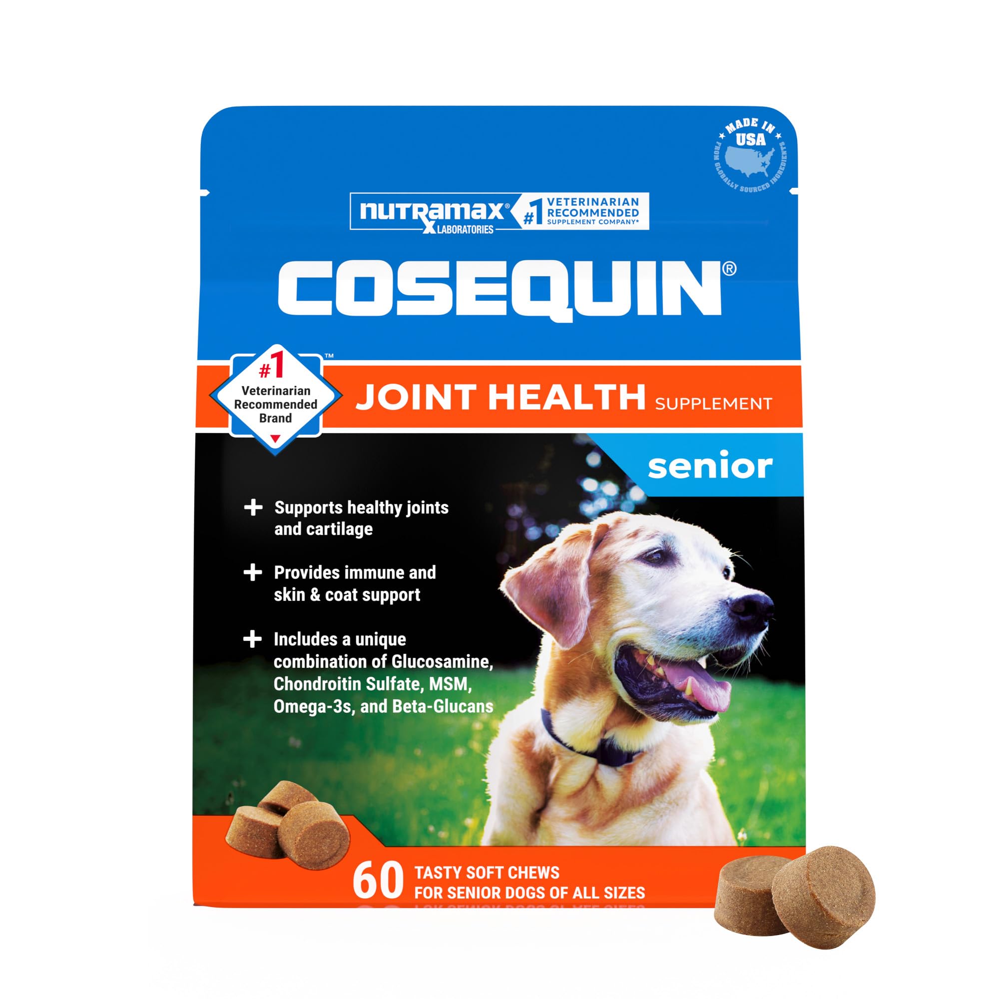 Nutramax Cosequin front packaging showing product and benefit