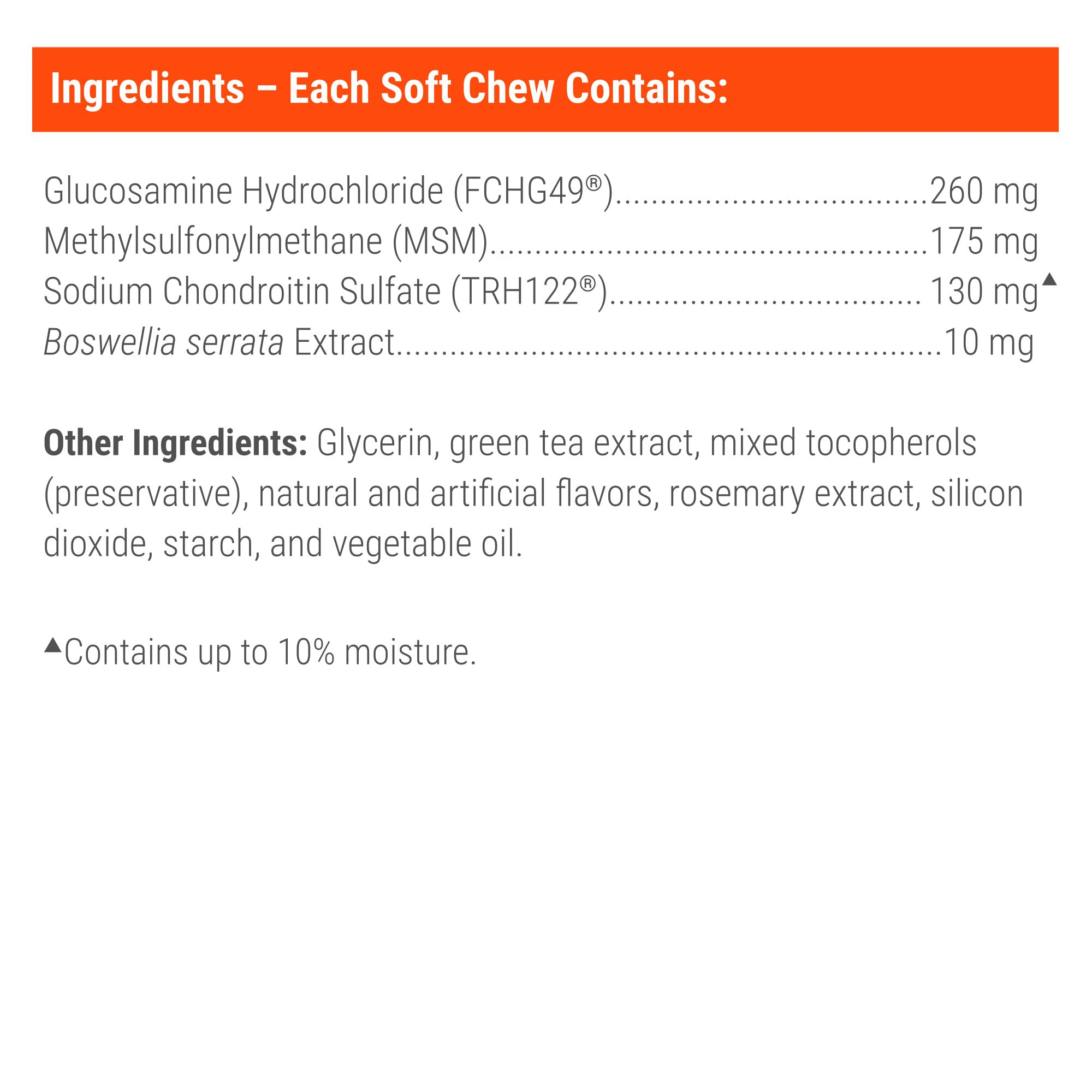 Comparación en mano del masticable Nutramax Cosequin para tamaño de raza pequeña