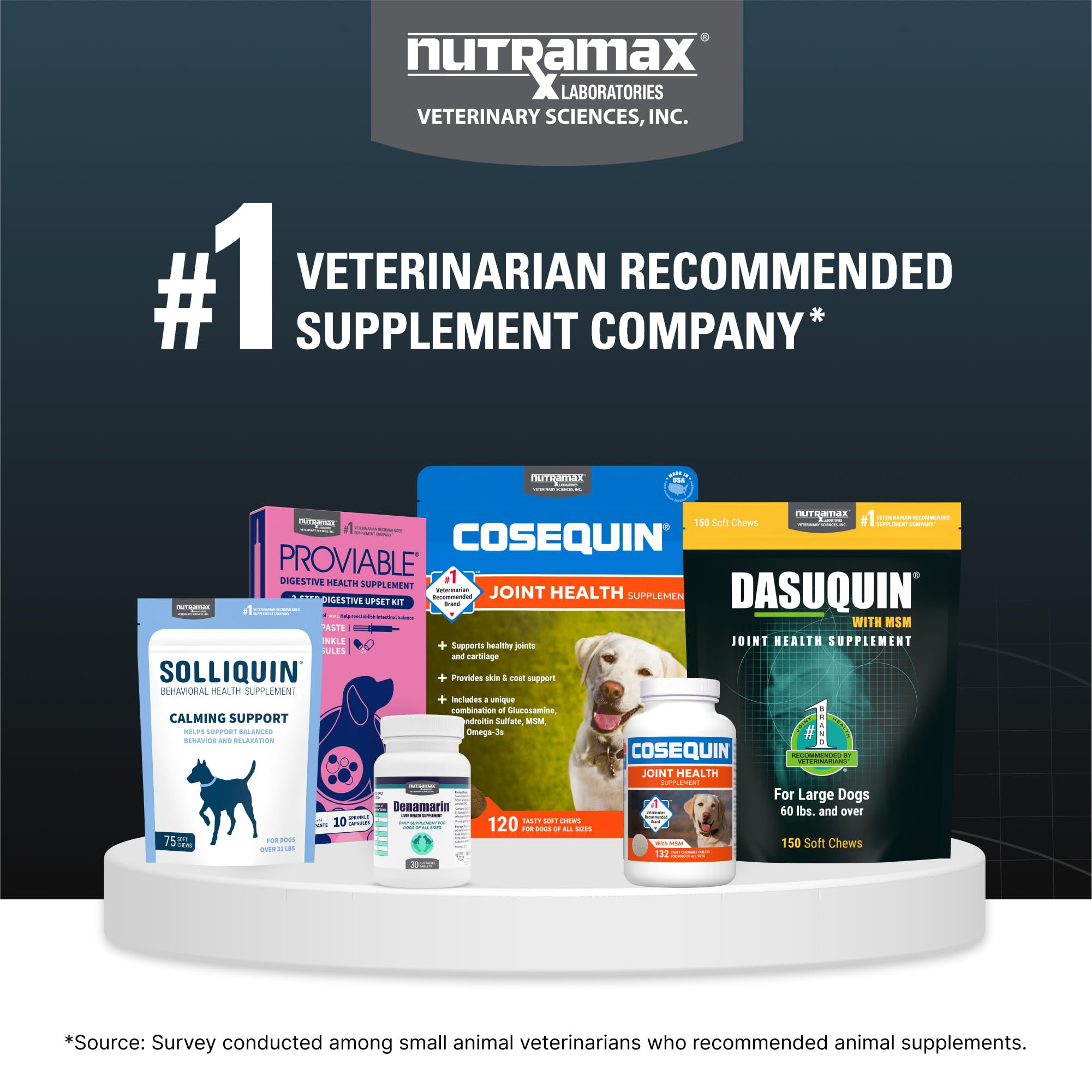 Nutramax Dasuquin botella abierta con comprimidos y suministro de 84 unidades