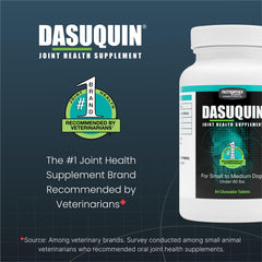Nutramax Dasuquin masticable en mano para mostrar tamaño y dosificación práctica