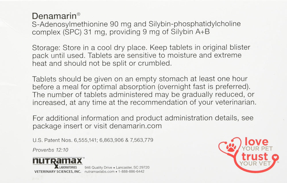 Nutramax Denamarin comprimido detalle recubierto listo para administrar