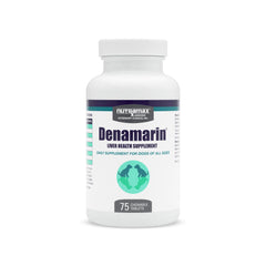 Nutramax Denamarin frente del empaque mostrando tabletas masticables y beneficio de soporte hepático