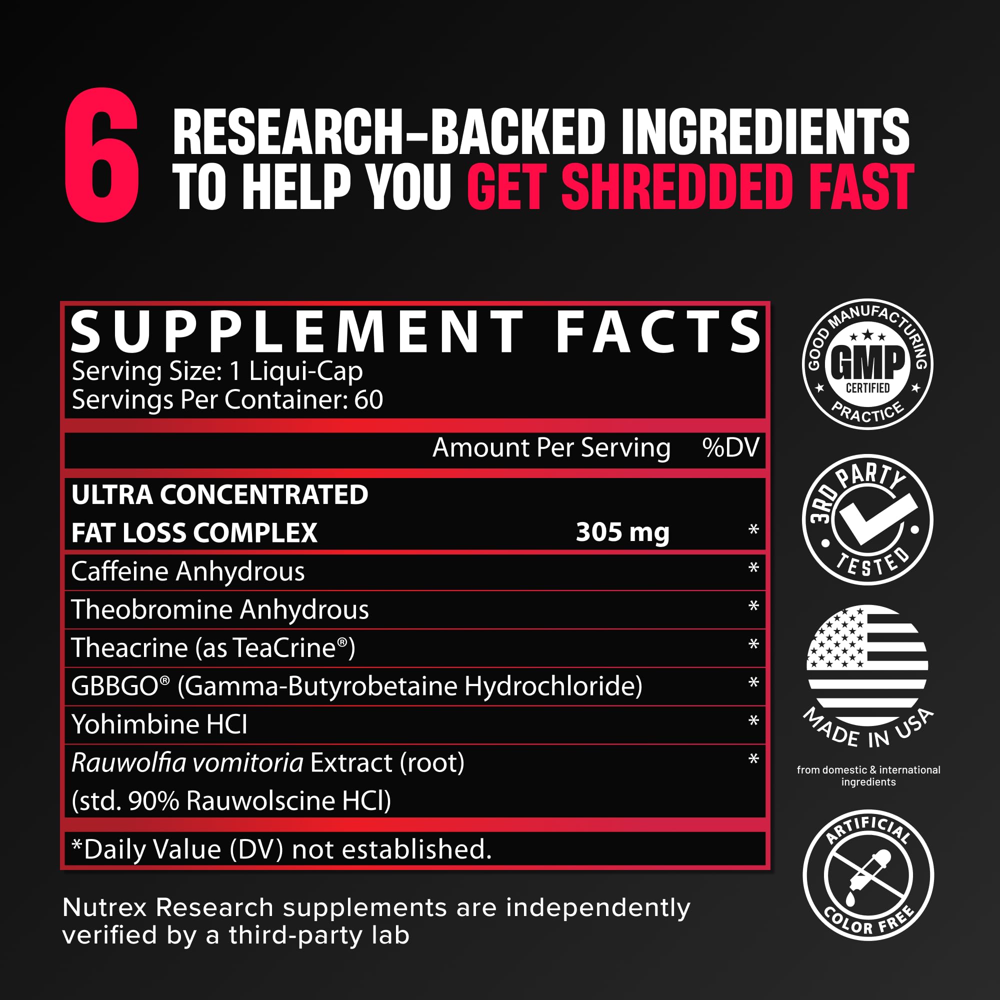 Nutrex cápsulas Lipo-6 en mano para ver tamaño y control de dosis