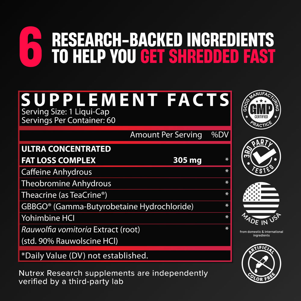 Nutrex cápsulas Lipo-6 en mano para ver tamaño y control de dosis