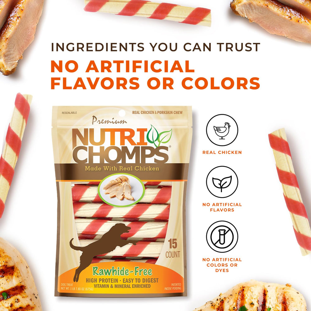 Nutri Chomps etiqueta de ingredientes con vitaminas y proteínas visibles