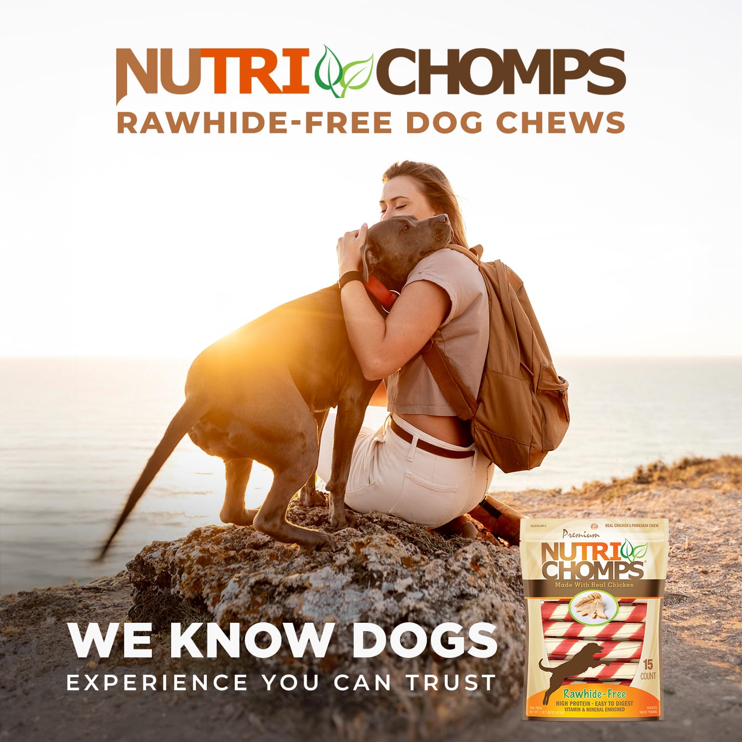 Nutri Chomps perro masticando twist disfrutando entretenimiento prolongado