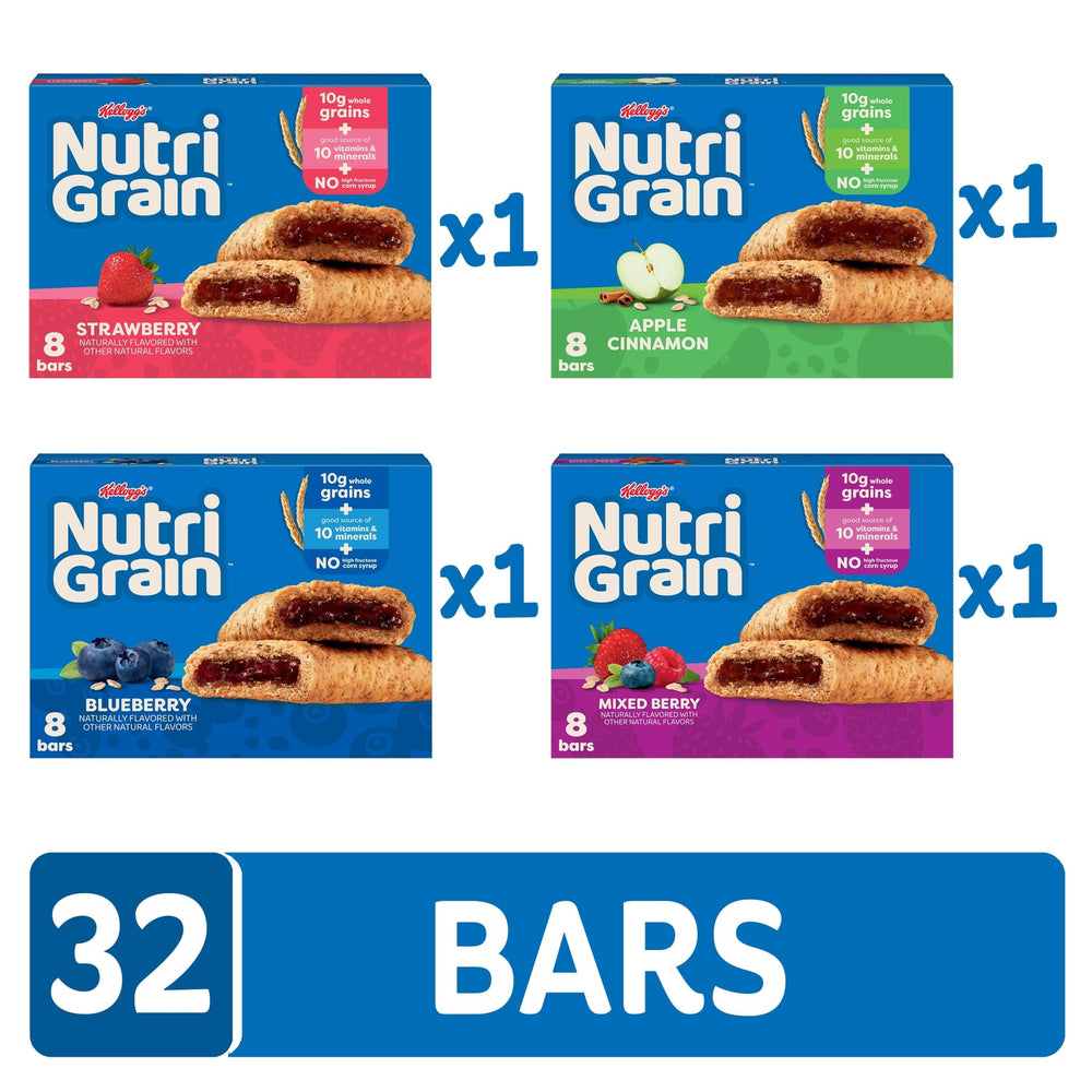 Nutri Grain varias barras alineadas listos para llevar