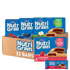 Nutri Grain frente del empaque mostrando variedad y conveniencia