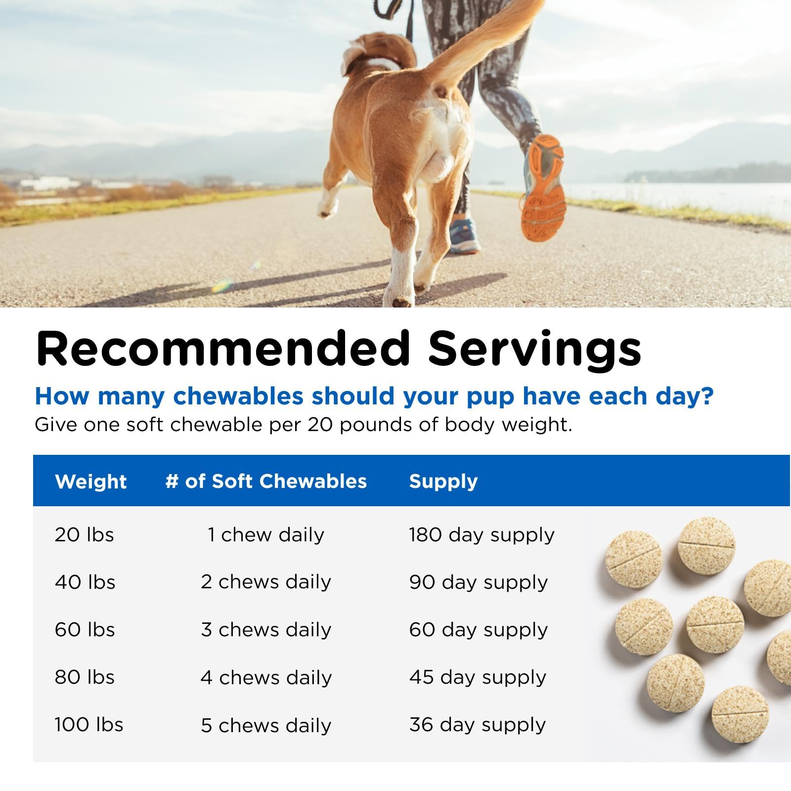 Nutri-Vet comprimido sobre superficie exterior para uso cotidiano
