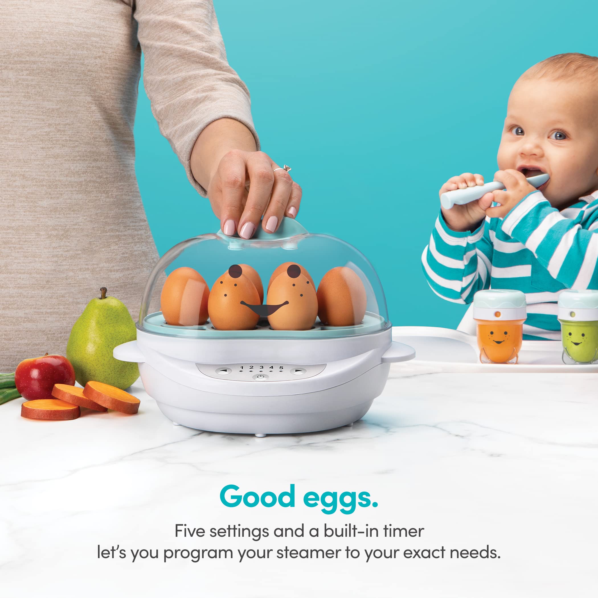 nutribullet Baby panel de control con cinco niveles y temporizador claro