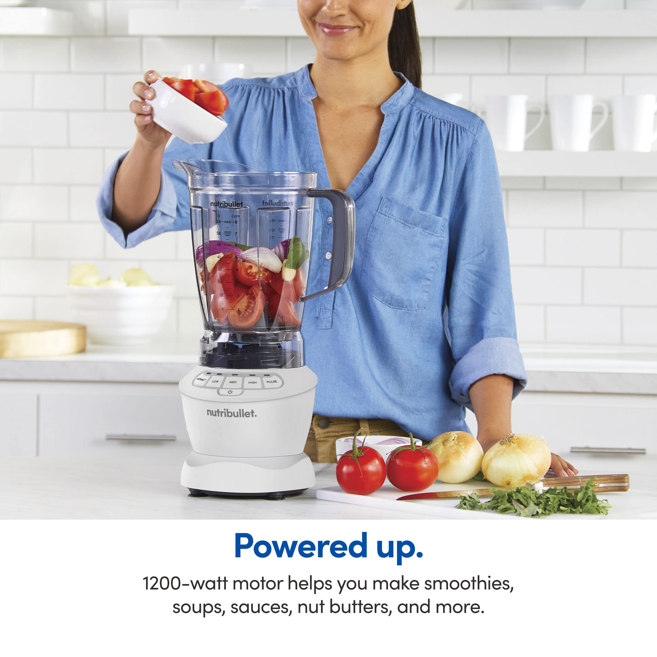 nutribullet comparación de tamaño en encimera, ocupa poco espacio