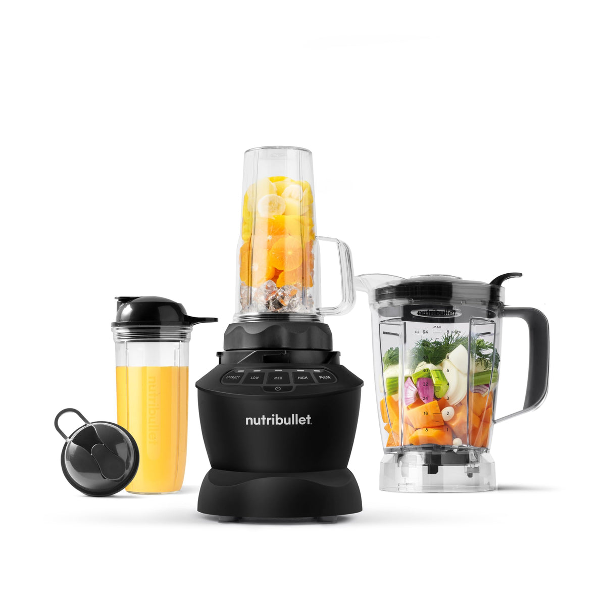 nutribullet imagen frontal matte black mostrando motor y controles, potente y elegante