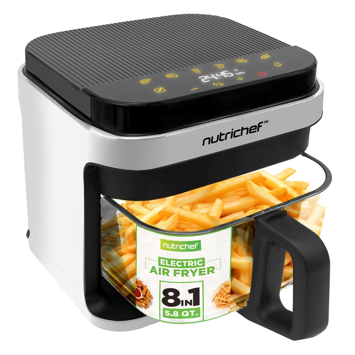 NutriChef frente blanco mostrando diseño compacto y control fácil