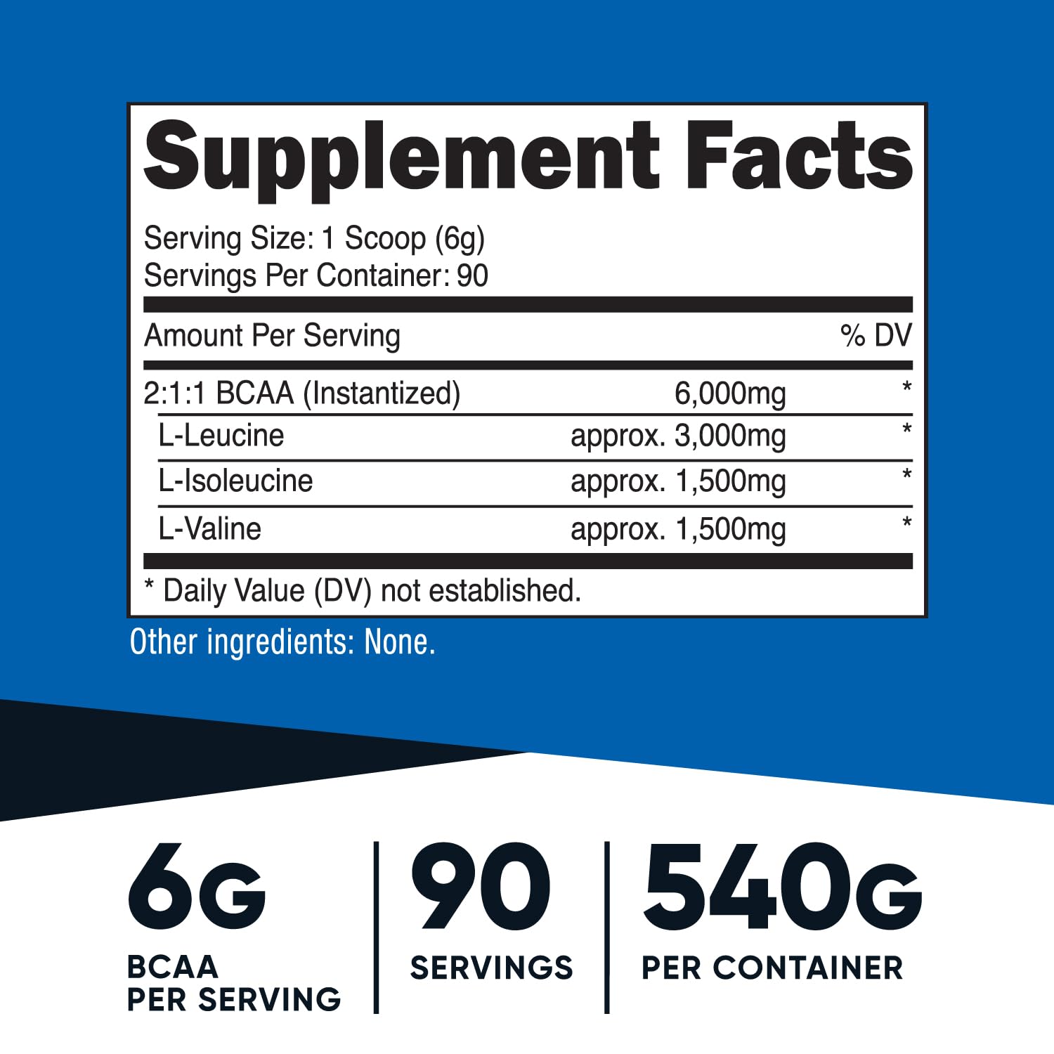 Cerca del polvo BCAA Nutricost mostrando textura fina y mezcla fácil