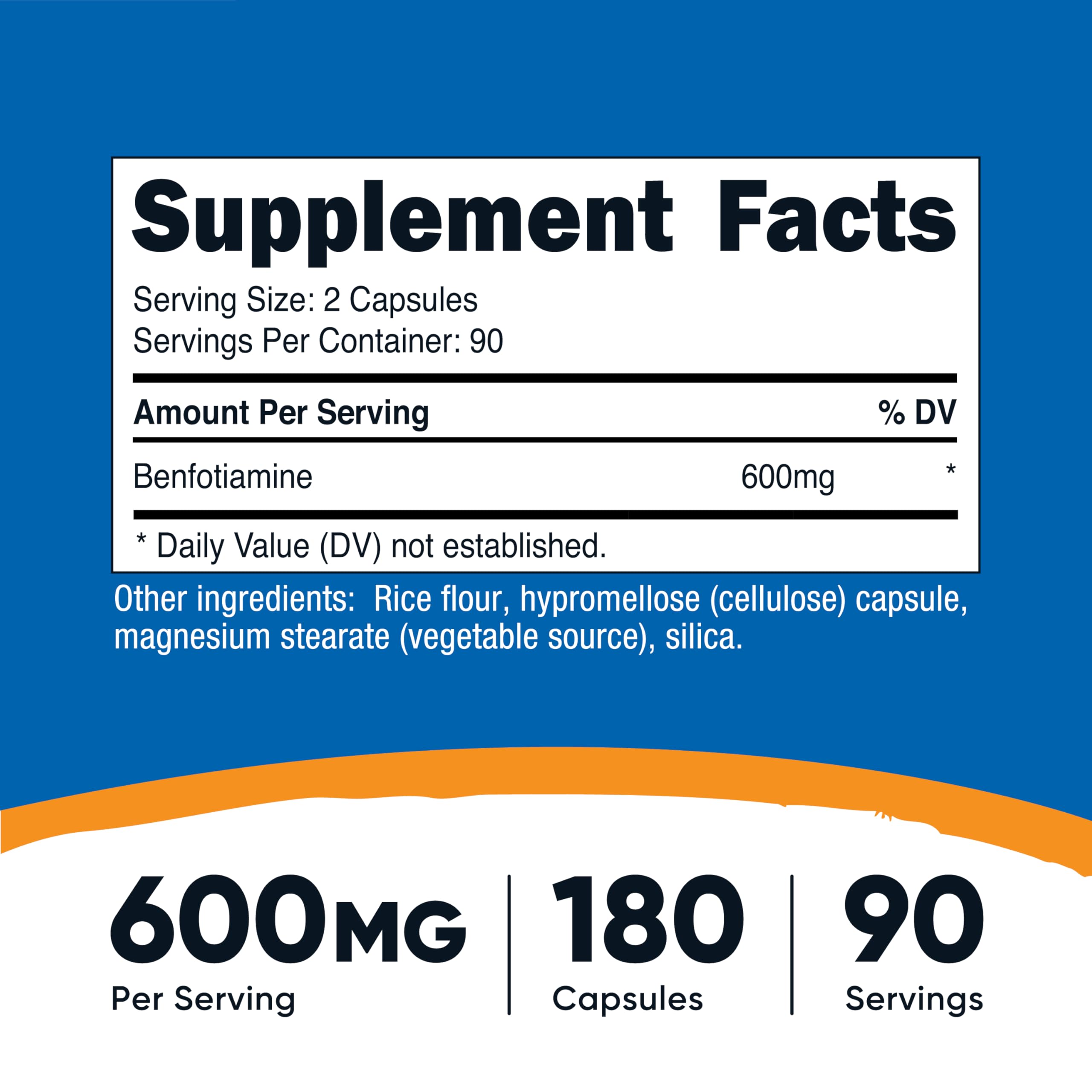 Nutricost cápsula de Benfotiamine primer plano textura y tamaño visible