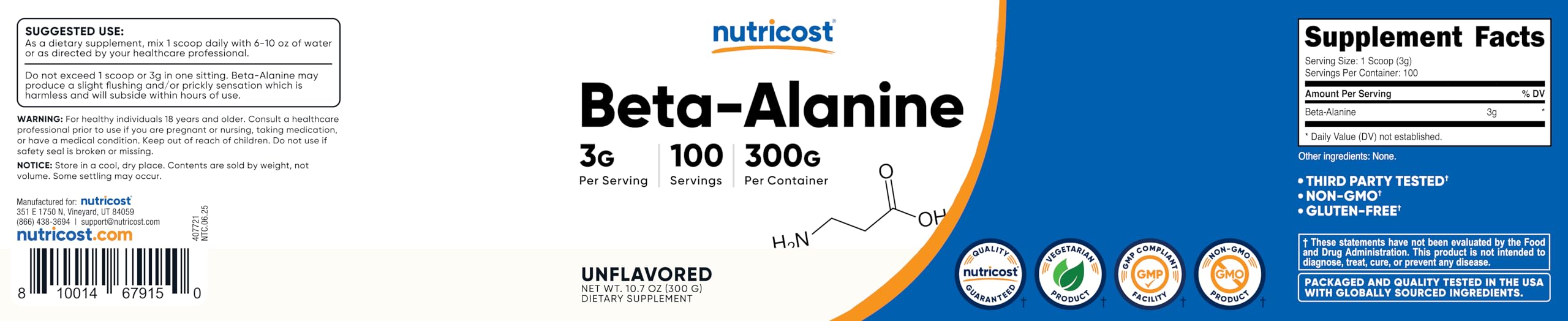 Nutricost comparación de tamaño del envase junto a peso para referencia