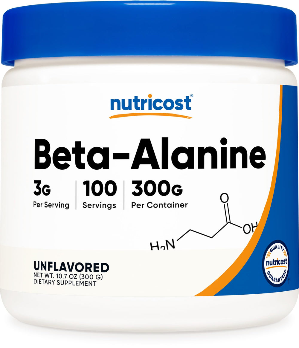 Nutricost bote frontal mostrando 300 g y etiqueta clara, confianza de marca