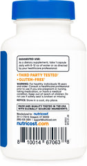 Nutricost etiqueta con ingredientes, 500 mg y certificaciones visibles