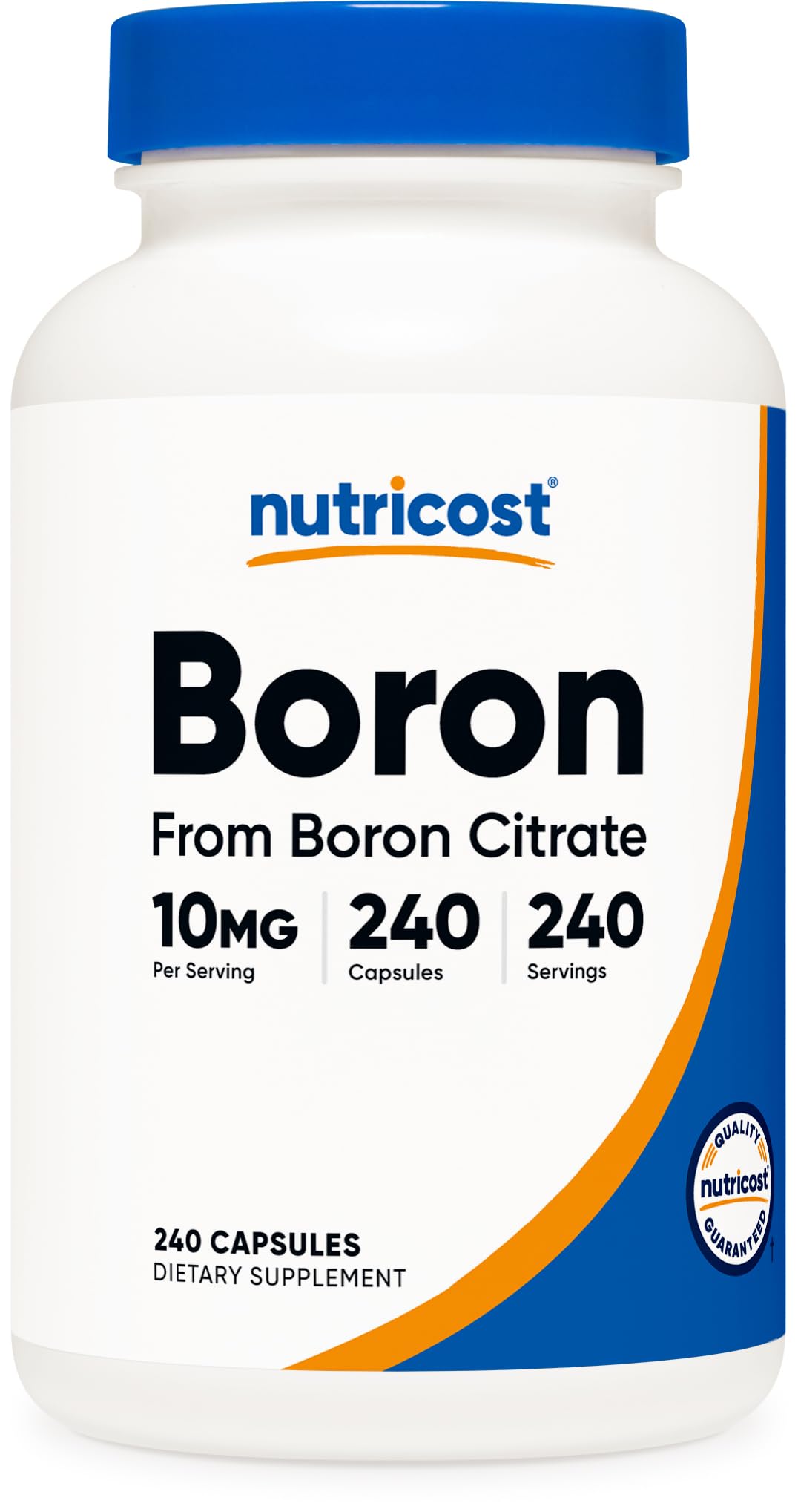 Nutricost frasco frontal mostrando 240 cápsulas y etiqueta clara