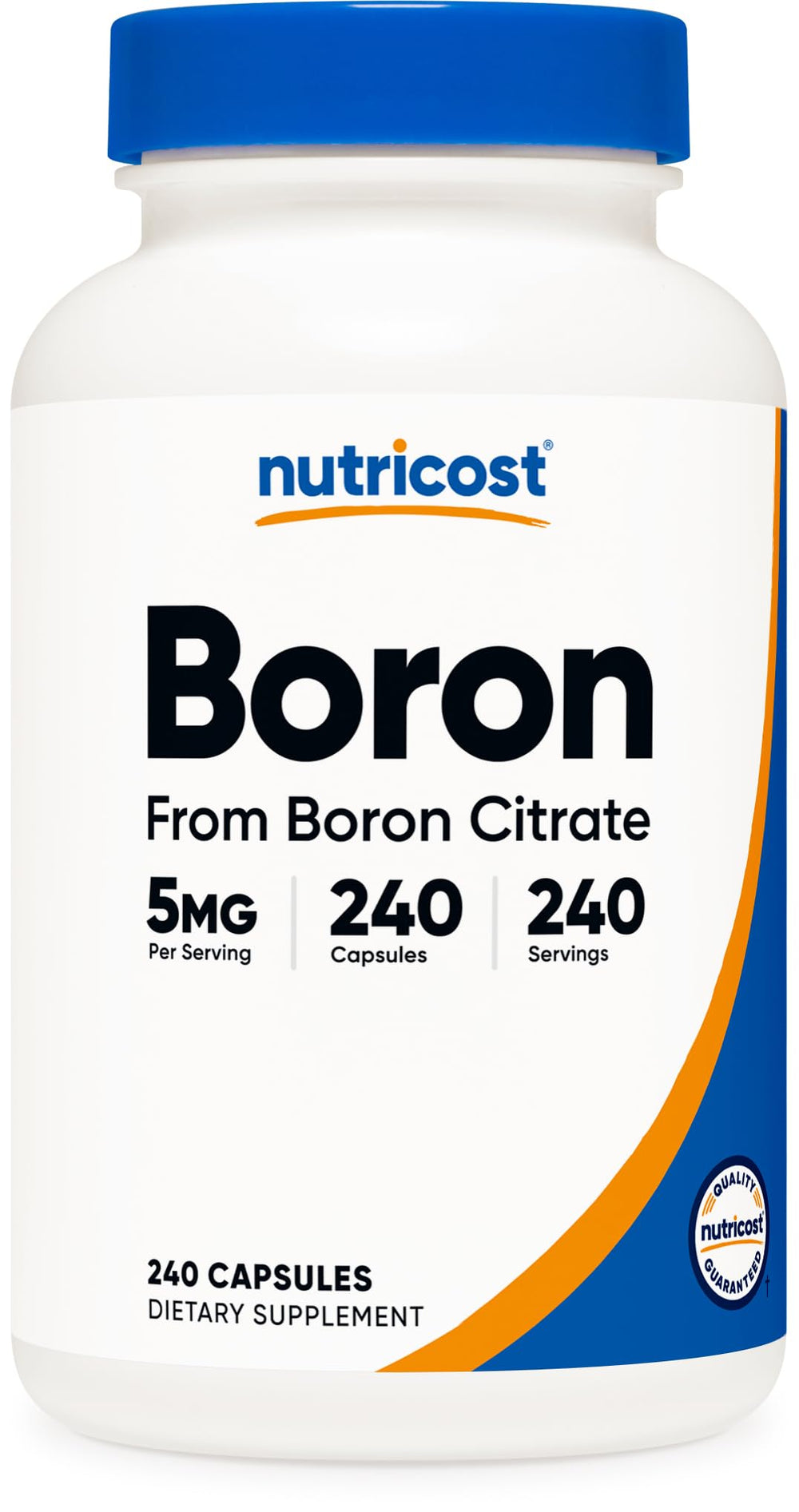 Nutricost frasco frontal del producto mostrando etiqueta clara y beneficios
