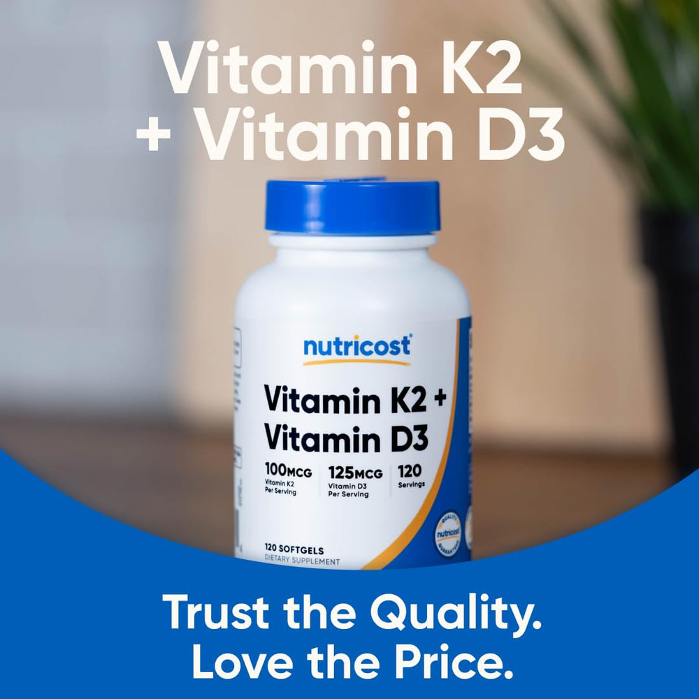 Nutricost botella abierta con 120 softgels mostrando cantidad por frasco