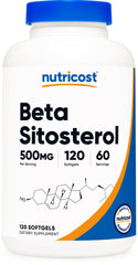 Nutricost botella frontal mostrando 120 softgels y beneficio de dosificación clara