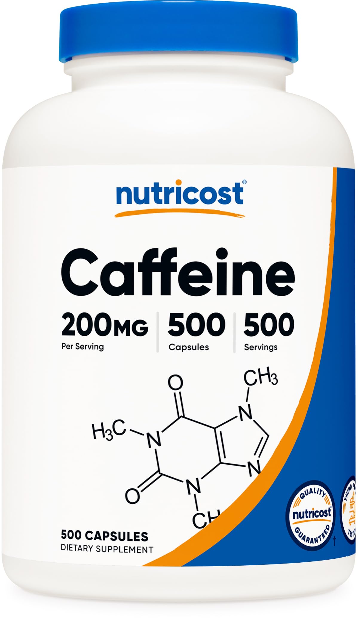 Nutricost frasco frontal mostrando 500 cápsulas y presentación práctica