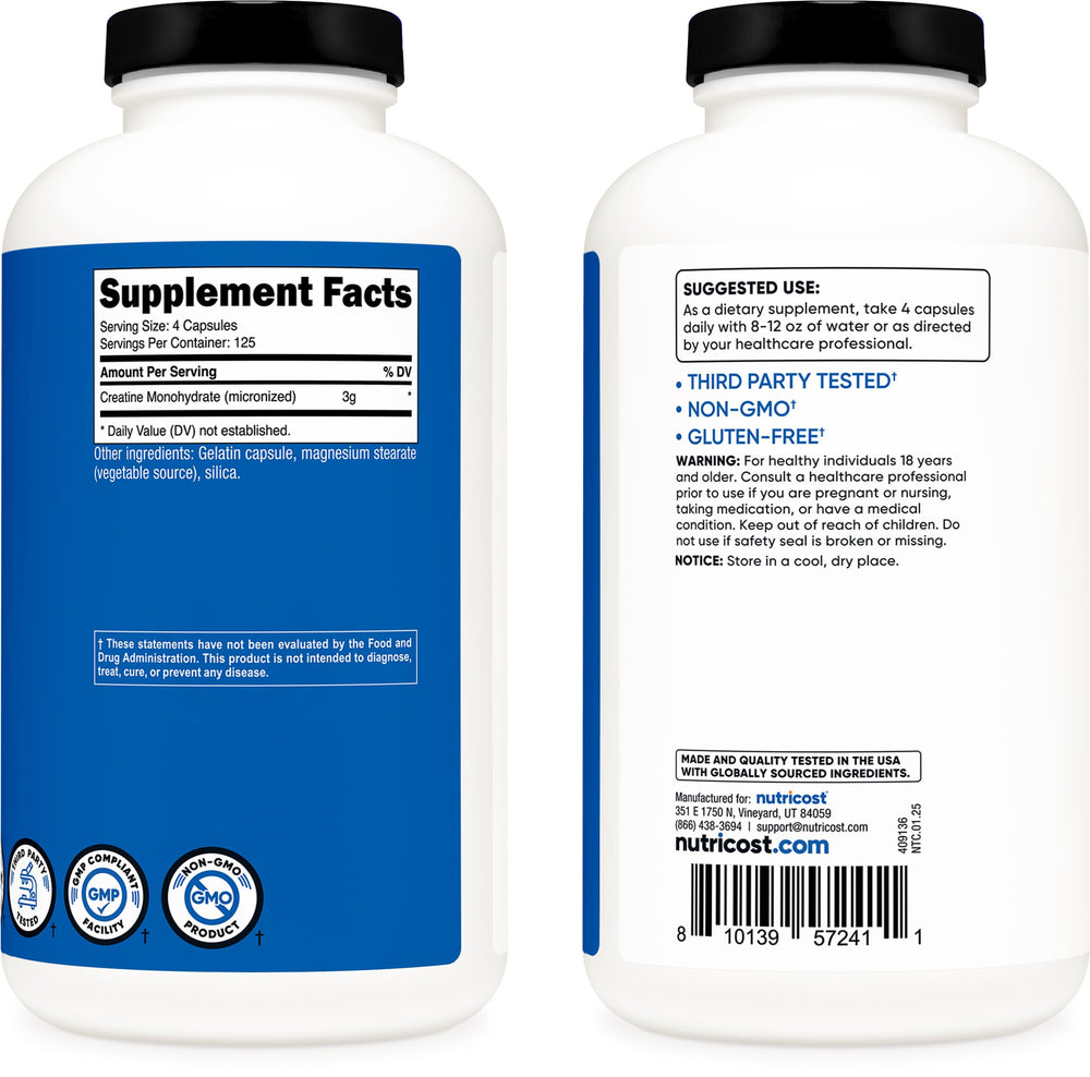 Nutricost cápsulas en pastillero listas para llevar y uso portátil